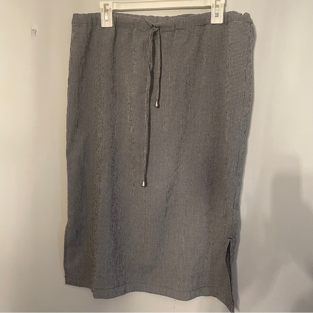 Christopher & Banks Black and White Drawstring Midi Skirt Size 12p